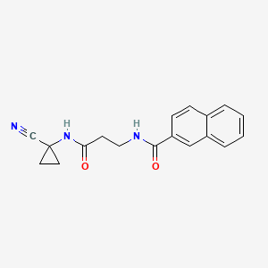 molecular formula C18H17N3O2 B2591147 N-(1-cyanocyclopropyl)-3-[(naphthalen-2-yl)formamido]propanamide CAS No. 1384629-42-8
