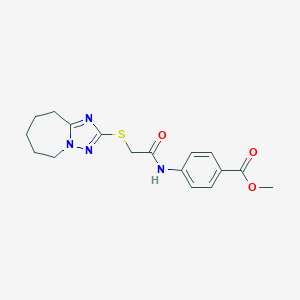 molecular formula C17H20N4O3S B259115 methyl 4-{[(6,7,8,9-tetrahydro-5H-[1,2,4]triazolo[1,5-a]azepin-2-ylsulfanyl)acetyl]amino}benzoate 