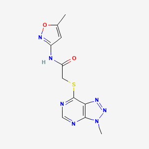 molecular formula C11H11N7O2S B2591157 2-((3-methyl-3H-[1,2,3]triazolo[4,5-d]pyrimidin-7-yl)thio)-N-(5-methylisoxazol-3-yl)acetamide CAS No. 1058231-72-3