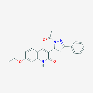 molecular formula C22H21N3O3 B259116 3-(1-acetyl-3-phenyl-4,5-dihydro-1H-pyrazol-5-yl)-7-ethoxy-2(1H)-quinolinone 