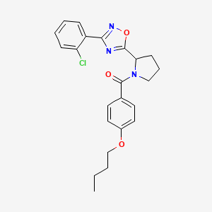 molecular formula C23H24ClN3O3 B2591169 5-[1-(4-Butoxybenzoyl)pyrrolidin-2-yl]-3-(2-chlorophenyl)-1,2,4-oxadiazole CAS No. 1798633-58-5