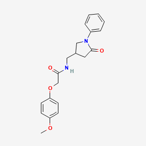 molecular formula C20H22N2O4 B2591174 2-(4-甲氧苯氧基)-N-((5-氧代-1-苯基吡咯烷-3-基)甲基)乙酰胺 CAS No. 954627-42-0