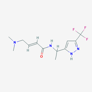 molecular formula C12H17F3N4O B2591180 (E)-4-(Dimethylamino)-N-[1-[3-(trifluoromethyl)-1H-pyrazol-5-yl]ethyl]but-2-enamide CAS No. 2411327-59-6