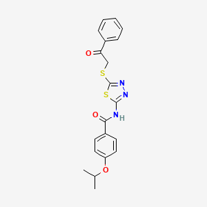 molecular formula C20H19N3O3S2 B2591212 N-(5-phenacylsulfanyl-1,3,4-thiadiazol-2-yl)-4-propan-2-yloxybenzamide CAS No. 476465-35-7