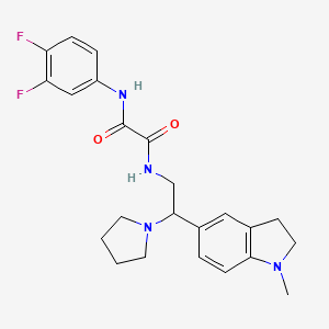 molecular formula C23H26F2N4O2 B2591213 N1-(3,4-difluorophenyl)-N2-(2-(1-methylindolin-5-yl)-2-(pyrrolidin-1-yl)ethyl)oxalamide CAS No. 922066-96-4
