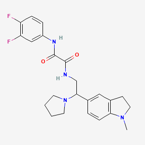 molecular formula C23H26F2N4O2 B2591213 N1-(3,4-二氟苯基)-N2-(2-(1-甲基吲哚啉-5-基)-2-(吡咯烷-1-基)乙基)草酰胺 CAS No. 922066-96-4