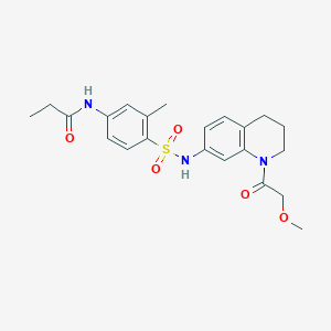 molecular formula C22H27N3O5S B2591221 N-(4-(N-(1-(2-methoxyacetyl)-1,2,3,4-tetrahydroquinolin-7-yl)sulfamoyl)-3-methylphenyl)propionamide CAS No. 1172959-15-7