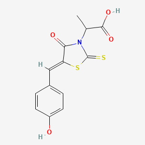 molecular formula C13H11NO4S2 B2591223 2-[(5Z)-5-[(4-hydroxyphenyl)methylidene]-4-oxo-2-sulfanylidene-1,3-thiazolidin-3-yl]propanoic acid CAS No. 300826-71-5