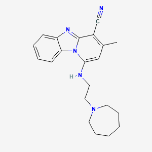 molecular formula C21H25N5 B2591225 1-((2-(1-氮杂环己基)乙基)氨基)-3-甲基吡啶并(1,2-A)苯并咪唑-4-碳腈 CAS No. 305334-03-6