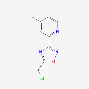 molecular formula C9H8ClN3O B2591243 2-[5-(Chloromethyl)-1,2,4-oxadiazol-3-yl]-4-methylpyridine CAS No. 1342880-67-4