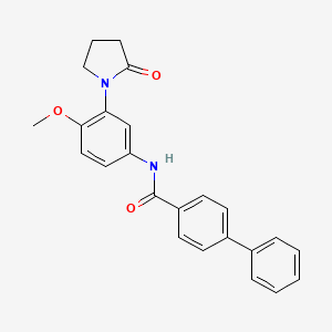 molecular formula C24H22N2O3 B2591255 N-[4-methoxy-3-(2-oxopyrrolidin-1-yl)phenyl]-4-phenylbenzamide CAS No. 941890-08-0