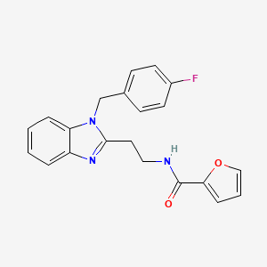 molecular formula C21H18FN3O2 B2591258 N-(2-{1-[(4-fluorophenyl)methyl]benzimidazol-2-yl}ethyl)-2-furylcarboxamide CAS No. 890631-18-2