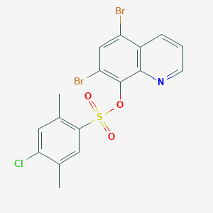 molecular formula C17H12Br2ClNO3S B2591261 5,7-Dibromoquinolin-8-yl 4-chloro-2,5-dimethylbenzene-1-sulfonate CAS No. 2380187-89-1