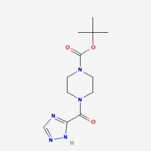 molecular formula C12H19N5O3 B2591263 tert-Butyl-4-(1H-1,2,4-Triazol-5-ylcarbonyl)piperazin-1-carboxylat CAS No. 1325304-55-9