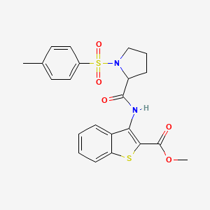 molecular formula C22H22N2O5S2 B2591277 Methyl 3-(1-tosylpyrrolidine-2-carboxamido)benzo[b]thiophene-2-carboxylate CAS No. 1049932-65-1