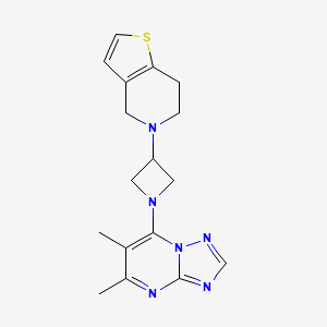 molecular formula C17H20N6S B2591294 5-[1-(5,6-Dimethyl-[1,2,4]triazolo[1,5-a]pyrimidin-7-yl)azetidin-3-yl]-6,7-dihydro-4H-thieno[3,2-c]pyridine CAS No. 2380063-61-4