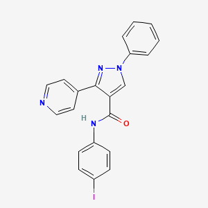 molecular formula C21H15IN4O B2591296 N-(4-iodophenyl)-1-phenyl-3-(pyridin-4-yl)-1H-pyrazole-4-carboxamide CAS No. 956705-14-9