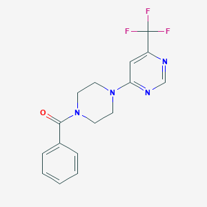 molecular formula C16H15F3N4O B2591299 4-(4-苯甲酰哌嗪-1-基)-6-(三氟甲基)嘧啶 CAS No. 1775527-47-3