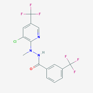 molecular formula C15H10ClF6N3O B2591302 N'-[3-chloro-5-(trifluoromethyl)pyridin-2-yl]-N'-methyl-3-(trifluoromethyl)benzohydrazide CAS No. 1023540-28-4