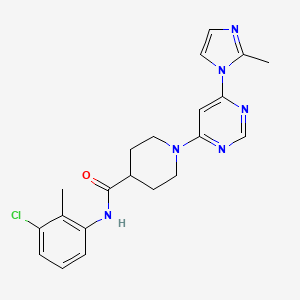 molecular formula C21H23ClN6O B2591311 N-(3-chloro-2-methylphenyl)-1-(6-(2-methyl-1H-imidazol-1-yl)pyrimidin-4-yl)piperidine-4-carboxamide CAS No. 1351661-26-1