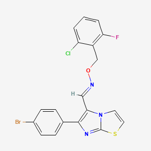 molecular formula C19H12BrClFN3OS B2591313 6-(4-溴苯基)咪唑并[2,1-b][1,3]噻唑-5-甲醛 O-(2-氯-6-氟苄基)肟 CAS No. 691883-98-4