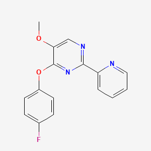 molecular formula C16H12FN3O2 B2591316 4-(4-Fluorphenoxy)-5-methoxy-2-(2-pyridinyl)pyrimidin CAS No. 338771-33-8