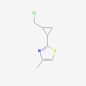 molecular formula C8H10ClNS B2591321 2-(2-(Chloromethyl)cyclopropyl)-4-methylthiazole CAS No. 1564770-85-9