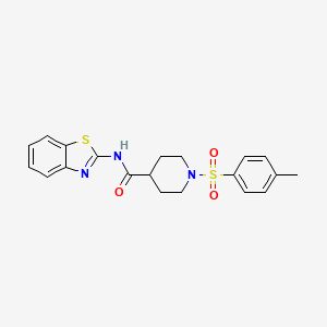 molecular formula C20H21N3O3S2 B2591328 N-(1,3-benzothiazol-2-yl)-1-(4-methylphenyl)sulfonylpiperidine-4-carboxamide CAS No. 460334-80-9