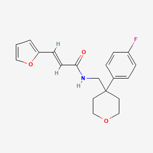 molecular formula C19H20FNO3 B2591343 (E)-N-((4-(4-fluorophenyl)tetrahydro-2H-pyran-4-yl)methyl)-3-(furan-2-yl)acrylamide CAS No. 1331396-73-6