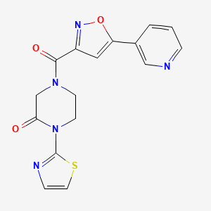 molecular formula C16H13N5O3S B2591366 4-[5-(Pyridin-3-yl)-1,2-oxazole-3-carbonyl]-1-(1,3-thiazol-2-yl)piperazin-2-one CAS No. 2320923-82-6