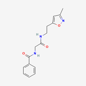 molecular formula C15H17N3O3 B2591375 N-(2-((2-(3-methylisoxazol-5-yl)ethyl)amino)-2-oxoethyl)benzamide CAS No. 1421526-32-0