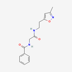 molecular formula C15H17N3O3 B2591375 N-(2-((2-(3-méthylisoxazol-5-yl)éthyl)amino)-2-oxoéthyl)benzamide CAS No. 1421526-32-0