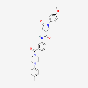 molecular formula C30H32N4O4 B2591418 1-(4-methoxyphenyl)-N-{3-[4-(4-methylphenyl)piperazine-1-carbonyl]phenyl}-5-oxopyrrolidine-3-carboxamide CAS No. 2380193-37-1