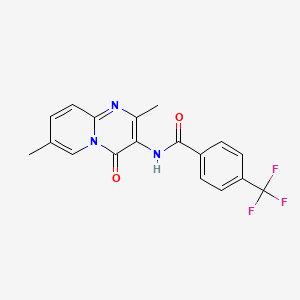 molecular formula C18H14F3N3O2 B2591428 N-(2,7-二甲基-4-氧代-4H-吡啶并[1,2-a]嘧啶-3-基)-4-(三氟甲基)苯甲酰胺 CAS No. 941876-22-8