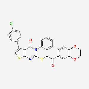 5-(4-Chlorophenyl)-2-[2-(2,3-dihydro-1,4-benzodioxin-6-yl)-2-oxoethyl]sulfanyl-3-phenylthieno[2,3-d]pyrimidin-4-one