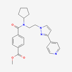 molecular formula C24H26N4O3 B2591450 methyl 4-(cyclopentyl(2-(3-(pyridin-4-yl)-1H-pyrazol-1-yl)ethyl)carbamoyl)benzoate CAS No. 2034607-59-3