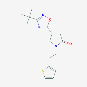 molecular formula C16H21N3O2S B2591454 4-(3-(Tert-butyl)-1,2,4-oxadiazol-5-yl)-1-(2-(thiophen-2-yl)ethyl)pyrrolidin-2-one CAS No. 1170630-53-1
