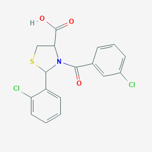 molecular formula C17H13Cl2NO3S B259147 3-(3-chlorobenzoyl)-2-(2-chlorophenyl)-1,3-thiazolidine-4-carboxylic Acid 