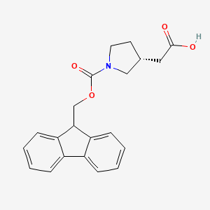 molecular formula C21H21NO4 B2591479 2-[(3R)-1-(9H-fluoren-9-ylmethoxycarbonyl)pyrrolidin-3-yl]acetic acid CAS No. 2137100-59-3