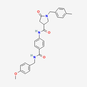 molecular formula C28H29N3O4 B2591484 N-(4-{[(4-methoxyphenyl)methyl]carbamoyl}phenyl)-1-[(4-methylphenyl)methyl]-5-oxopyrrolidine-3-carboxamide CAS No. 2380176-67-8