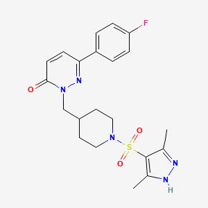 molecular formula C21H24FN5O3S B2591486 2-({1-[(3,5-二甲基-1H-吡唑-4-基)磺酰基]哌啶-4-基}甲基)-6-(4-氟苯基)-2,3-二氢哒嗪-3-酮 CAS No. 2097865-55-7