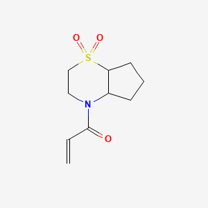 molecular formula C10H15NO3S B2591492 1-(1,1-Dioxo-3,4a,5,6,7,7a-hexahydro-2H-cyclopenta[b][1,4]thiazin-4-yl)prop-2-en-1-one CAS No. 2224299-81-2