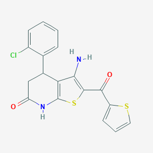 molecular formula C18H13ClN2O2S2 B259150 3-amino-4-(2-chlorophenyl)-2-(thiophene-2-carbonyl)-5,7-dihydro-4H-thieno[2,3-b]pyridin-6-one 