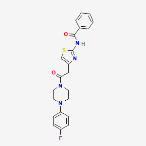 molecular formula C22H21FN4O2S B2591500 N-(4-(2-(4-(4-氟苯基)哌嗪-1-基)-2-氧代乙基)噻唑-2-基)苯甲酰胺 CAS No. 941898-61-9