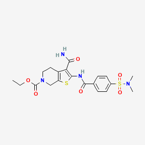 molecular formula C20H24N4O6S2 B2591503 3-carbamoyl-2-(4-(N,N-dimetilsulfamoyl)benzamido)-4,5-dihidrotieno[2,3-c]piridina-6(7H)-carboxilato de etilo CAS No. 449781-89-9