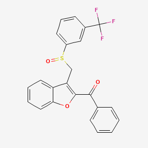 molecular formula C23H15F3O3S B2591510 Phenyl[3-({[3-(trifluoromethyl)phenyl]sulfinyl}methyl)-1-benzofuran-2-yl]methanone CAS No. 338423-91-9