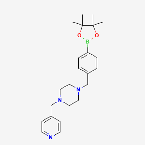 molecular formula C23H32BN3O2 B2591525 1-(Pyridin-4-ylmethyl)-4-(4-(4,4,5,5-tetramethyl-1,3,2-dioxaborolan-2-YL)benzyl)piperazine CAS No. 1358953-46-4