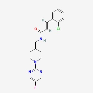 molecular formula C19H20ClFN4O B2591526 (E)-3-(2-氯苯基)-N-((1-(5-氟嘧啶-2-基)哌啶-4-基)甲基)丙烯酰胺 CAS No. 2035003-94-0