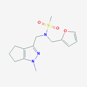 molecular formula C14H19N3O3S B2591532 N-(furan-2-ylmethyl)-N-((1-methyl-1,4,5,6-tetrahydrocyclopenta[c]pyrazol-3-yl)methyl)methanesulfonamide CAS No. 1795358-54-1