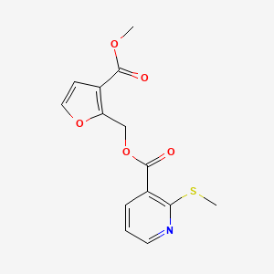 molecular formula C14H13NO5S B2591536 [3-(Methoxycarbonyl)furan-2-yl]methyl 2-(methylsulfanyl)pyridine-3-carboxylate CAS No. 1110857-62-9